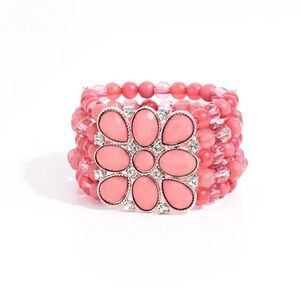 Pink Floral Beaded Bracelet